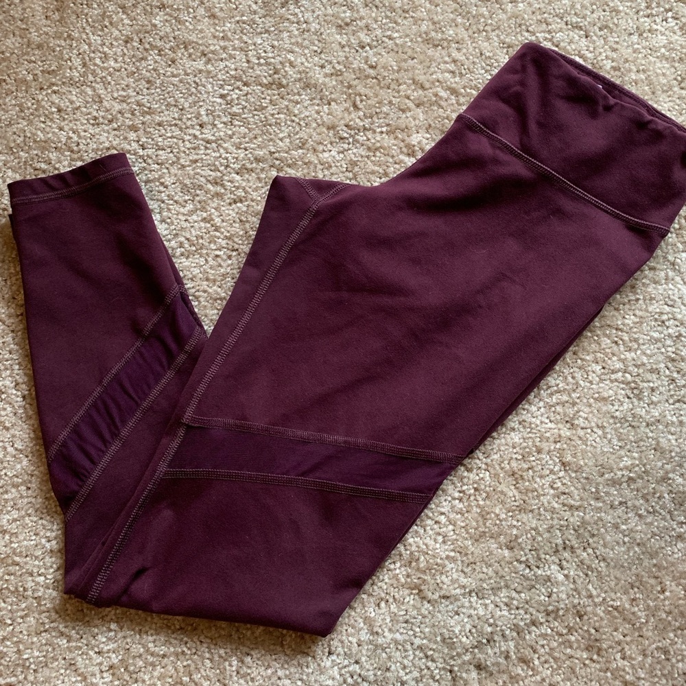 🍁Maroon Mesh Panel Leggings🍁